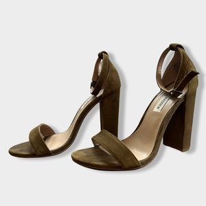 Size 8.5 Steve Madden Olive Suede 4” Block Heel